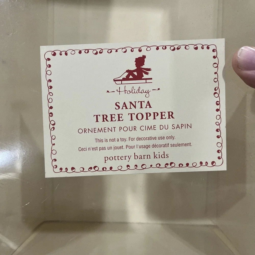 Pottery Barn Kids Soft Fabric Santa Claus‎ Christmas Tree Topper w/ Box 12